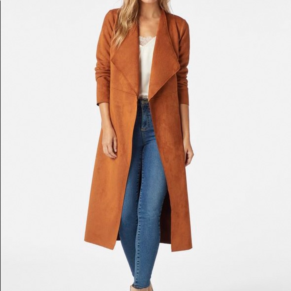 Faux Suede Drape Coat NWT
